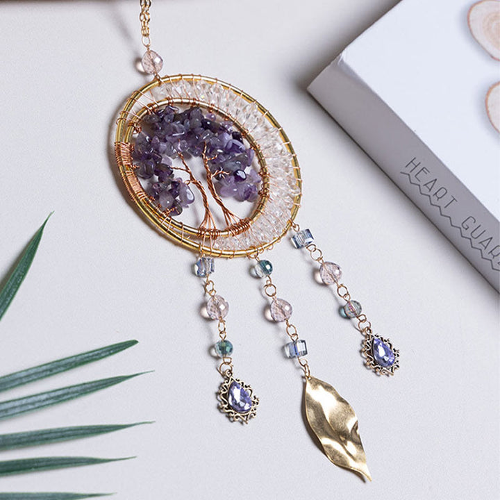 Olivenorma Tree of Life Amethyst Leaf Pendant Wind Chime - image 6