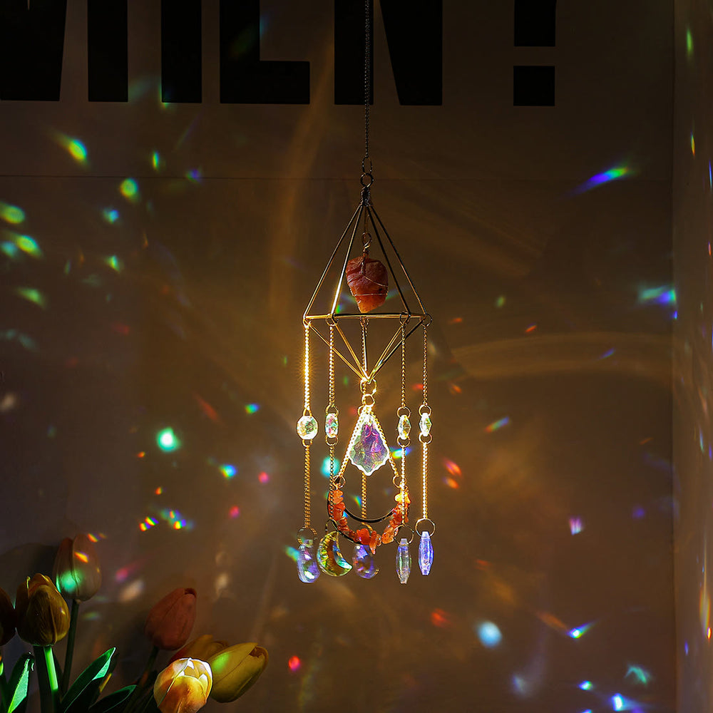 Olivenorma Natural Carnelian Suncatcher Prismatic Pendant Wind Chime - image 1