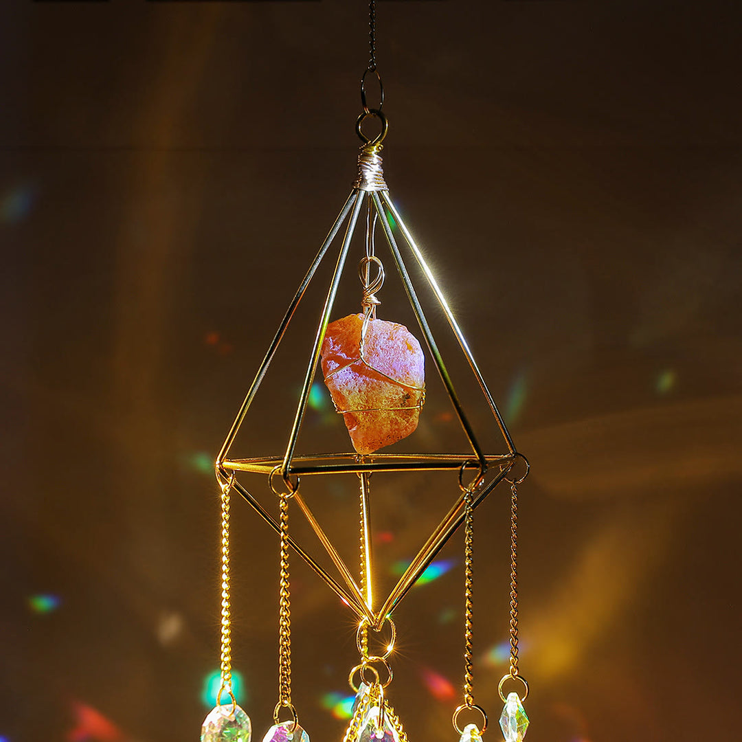Olivenorma Natural Carnelian Suncatcher Prismatic Pendant Wind Chime - image 2
