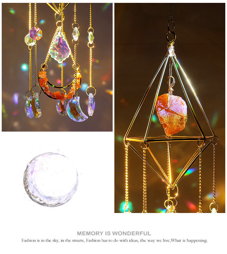Olivenorma Natural Carnelian Suncatcher Prismatic Pendant Wind Chime - image 5