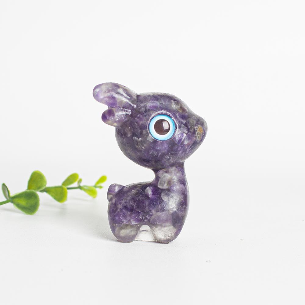 Olivenorma Crystal Gravel Epoxy Cute Fawn Gemstone Decoration - Amethyst - image 1