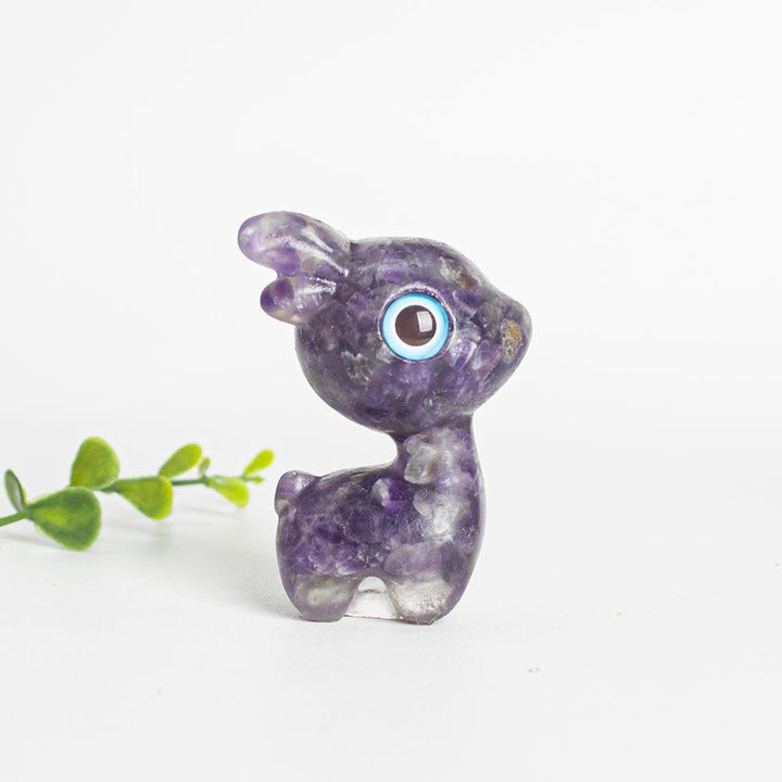 Olivenorma Crystal Gravel Epoxy Cute Fawn Gemstone Decoration - Amethyst - image 1