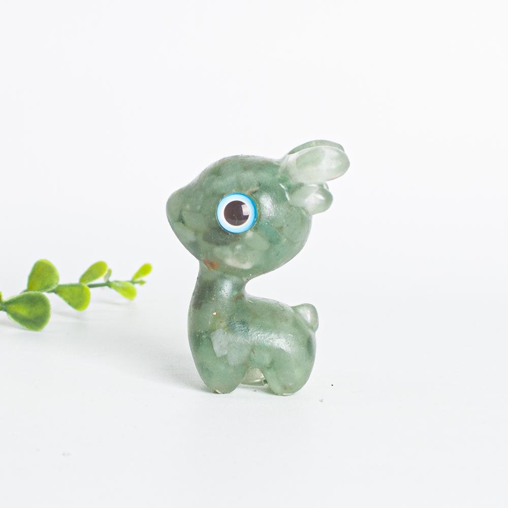 Olivenorma Crystal Gravel Epoxy Cute Fawn Gemstone Decoration - Green Aventurine - image 9
