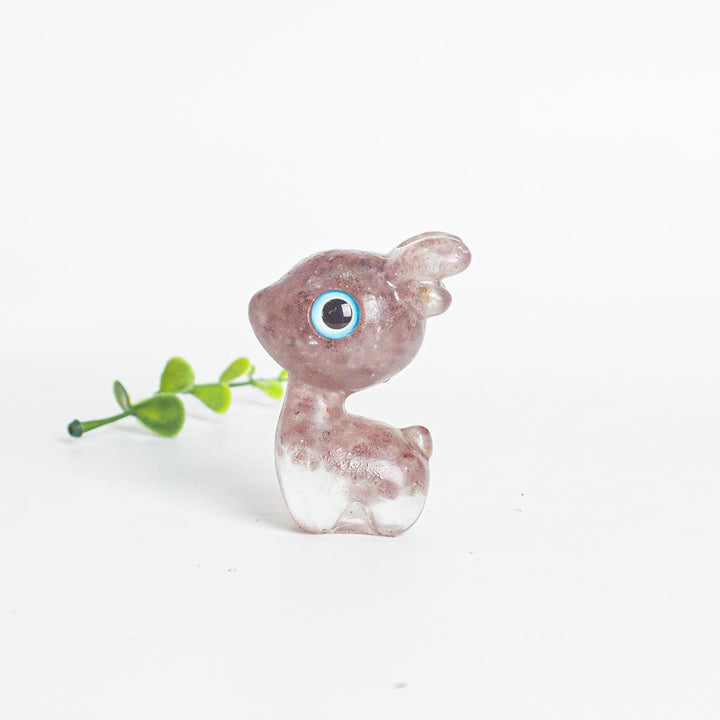 Olivenorma Crystal Gravel Epoxy Cute Fawn Gemstone Decoration - Strawberry Quartz - image 15