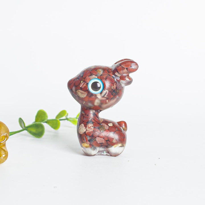 Olivenorma Crystal Gravel Epoxy Cute Fawn Gemstone Decoration - Red Jasper - image 11