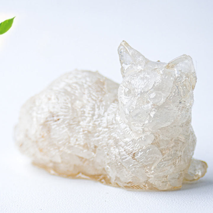 Olivenorma Crystal Gravel Epoxy Lying Kitten Gemstone Decoration - Clear Crystal - image 9