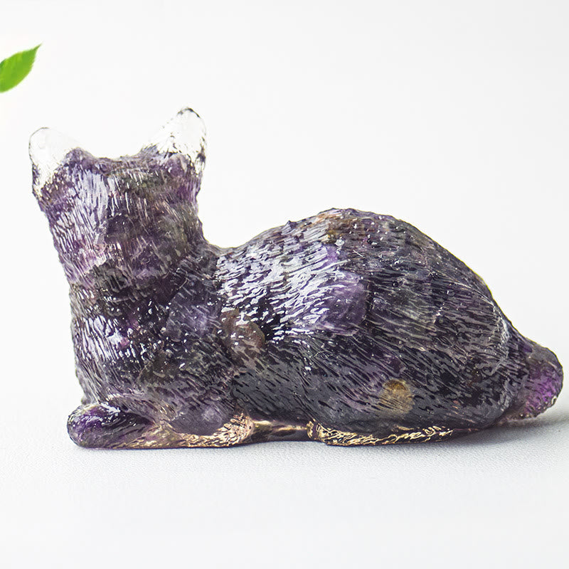 Olivenorma Crystal Gravel Epoxy Lying Kitten Gemstone Decoration - image 3