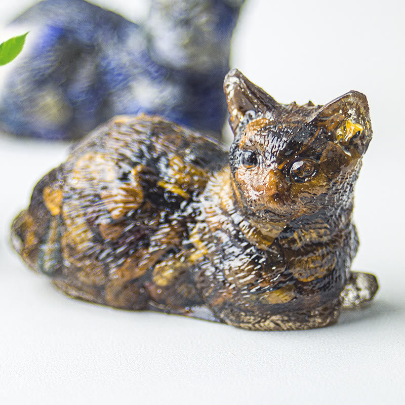 Olivenorma Crystal Gravel Epoxy Lying Kitten Gemstone Decoration - Tiger Eye - image 38