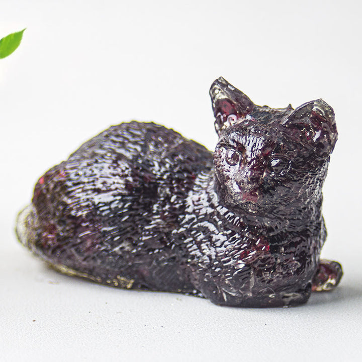 Olivenorma Crystal Gravel Epoxy Lying Kitten Gemstone Decoration - Garnet - image 13