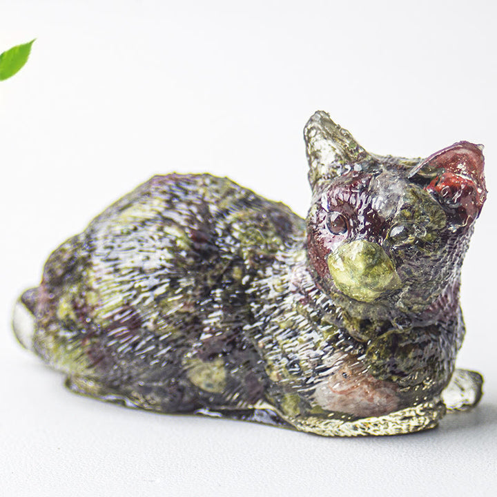 Olivenorma Crystal Gravel Epoxy Lying Kitten Gemstone Decoration - Dragon Blood Stone - image 11