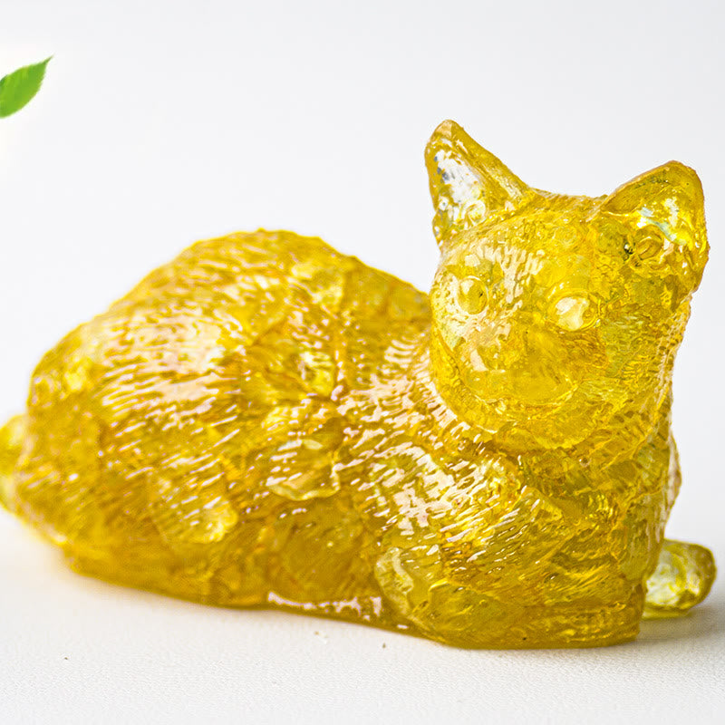 Olivenorma Crystal Gravel Epoxy Lying Kitten Gemstone Decoration - Citrine - image 7