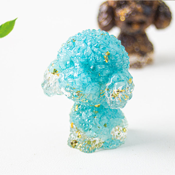 Olivenorma Crystal Gravel Epoxy Cute Poodle Gemstone Decoration - Aquamarine - image 4