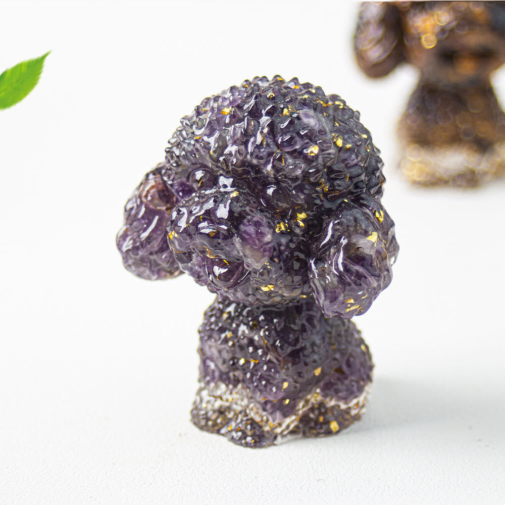 Olivenorma Crystal Gravel Epoxy Cute Poodle Gemstone Decoration - Amethyst - image 1