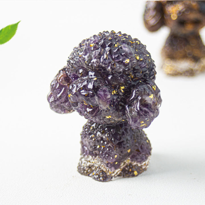 Olivenorma Crystal Gravel Epoxy Cute Poodle Gemstone Decoration - Amethyst - image 1
