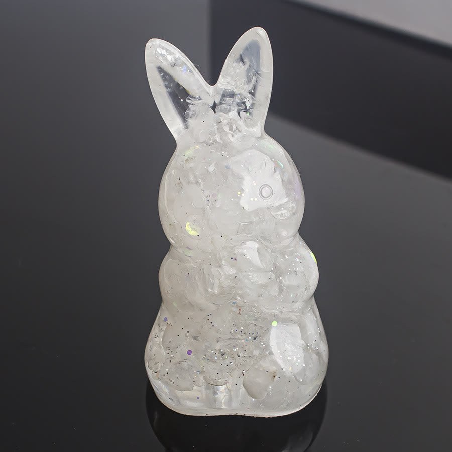 Olivenorma Crystal Gravel Epoxy Wishing Rabbit Gemstone Decoration - Clear Crystal&Sequins - image 8