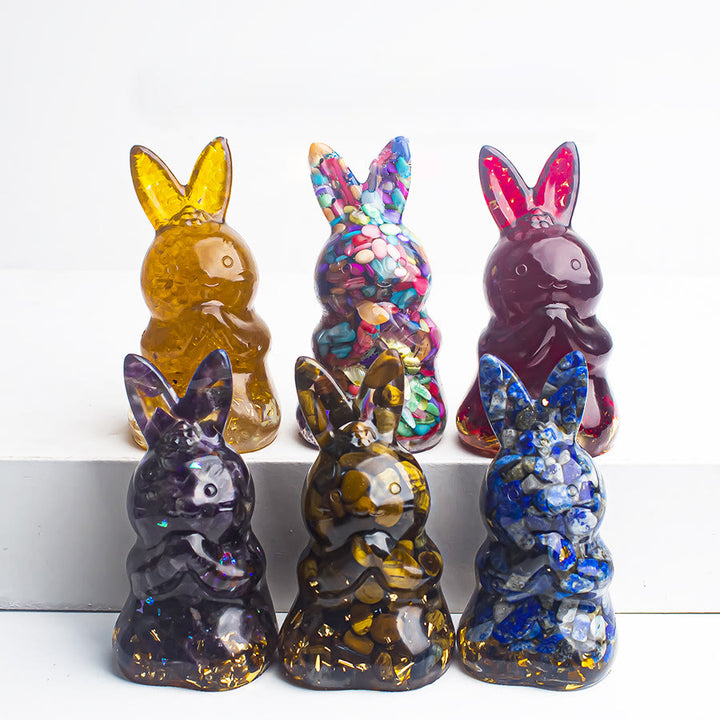 Olivenorma Crystal Gravel Epoxy Wishing Rabbit Gemstone Decoration - image 0