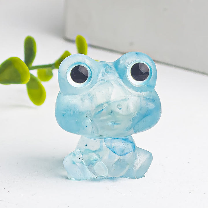 Olivenorma Crystal Gravel Epoxy Frog Gemstone Decoration - Aquamarine - image 3