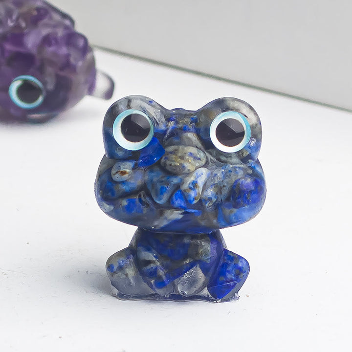 Olivenorma Crystal Gravel Epoxy Frog Gemstone Decoration - Lapis Lazuli - image 9
