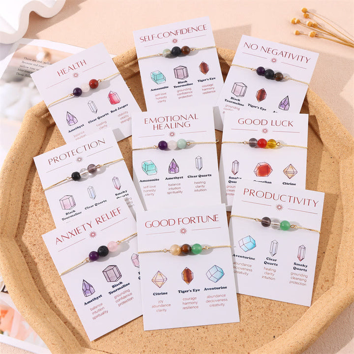 Olivenorma 9Pcs Natural Stone Healing Crystal Yoga Wish Bracelet - image 0