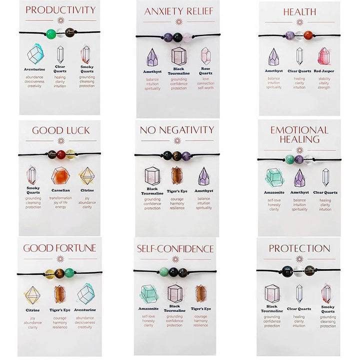 Olivenorma 9Pcs Natural Stone Healing Crystal Yoga Wish Bracelet - image 12