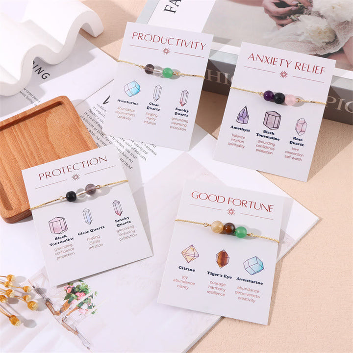 Olivenorma 9Pcs Natural Stone Healing Crystal Yoga Wish Bracelet - image 11