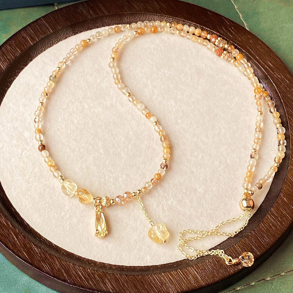 Olivenorma Citrine Gold Rutilated Quartz Beads Bracelet Necklace - image 1