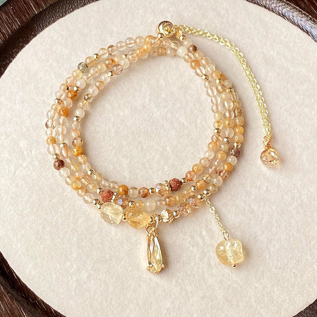 Olivenorma Citrine Gold Rutilated Quartz Beads Bracelet Necklace - image 4