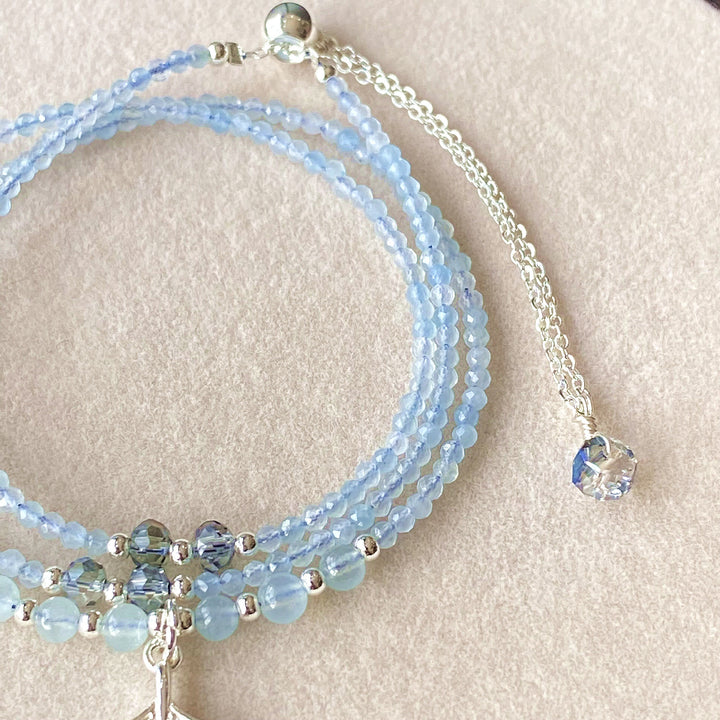 Olivenorma Aquamarine Multi-layer Bracelet Fishtail Pendant Necklace - image 2