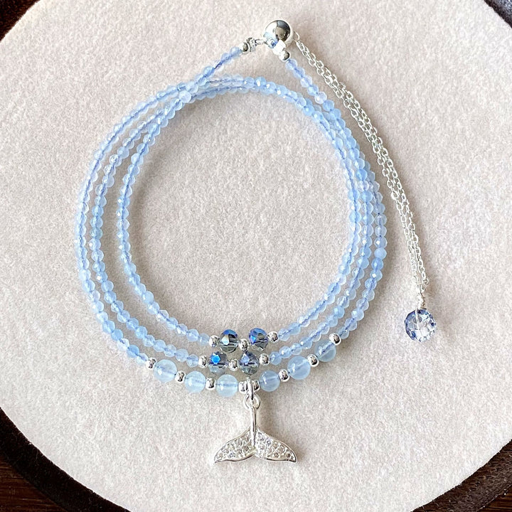 Olivenorma Aquamarine Multi-layer Bracelet Fishtail Pendant Necklace - image 1