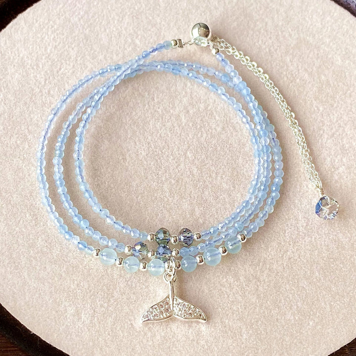 Olivenorma Aquamarine Multi-layer Bracelet Fishtail Pendant Necklace - Aquamarine - image 0