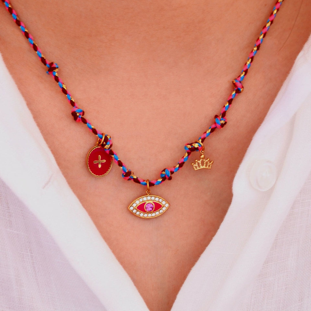 Olivenorma Colorful Braided Rope Natural Stone Pendant Necklace - image 23