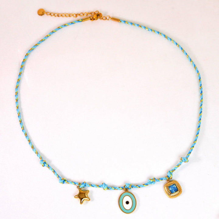 Olivenorma Colorful Braided Rope Natural Stone Pendant Necklace - Blue & Star Necklace - image 7