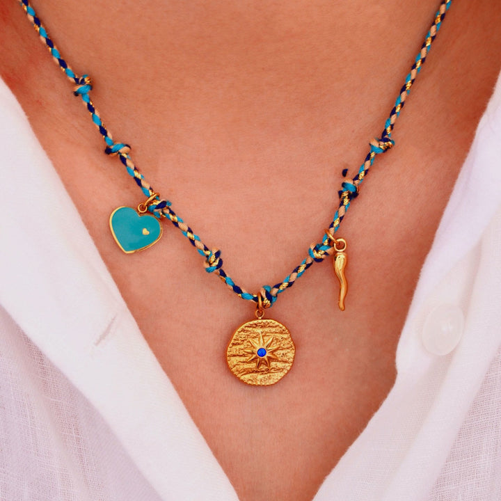 Olivenorma Colorful Braided Rope Natural Stone Pendant Necklace - image 5