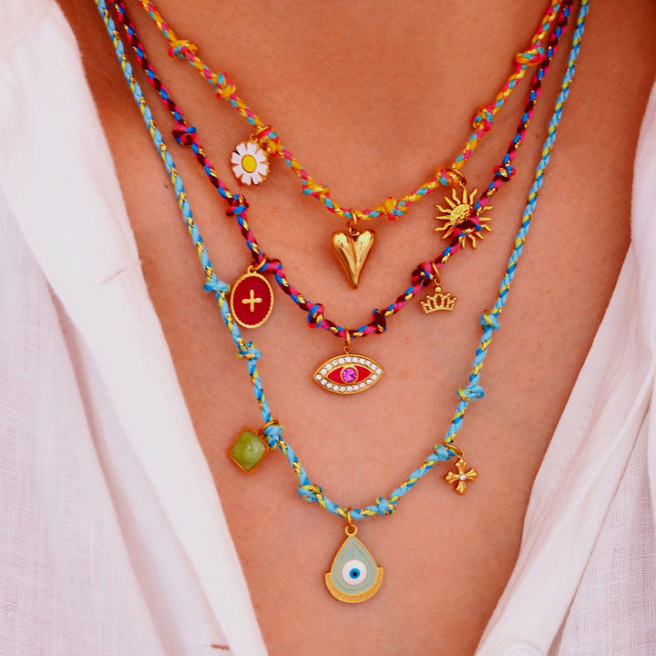 Olivenorma Colorful Braided Rope Natural Stone Pendant Necklace - image 41