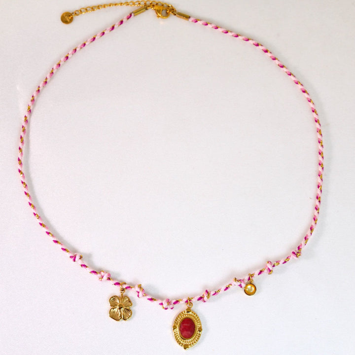 Olivenorma Colorful Braided Rope Natural Stone Pendant Necklace - Rhodonite Necklace - image 27