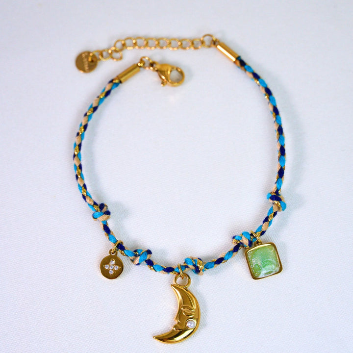 Olivenorma Colorful Braided Rope Natural Stone Pendant Necklace - Crescent Bracelet - image 36