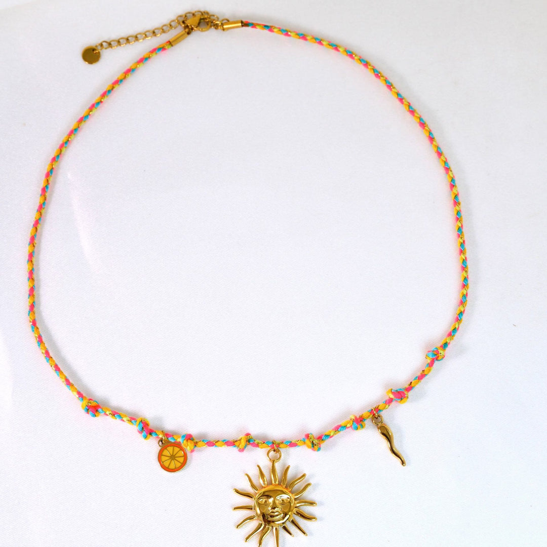 Olivenorma Colorful Braided Rope Natural Stone Pendant Necklace - Orange Sun Necklace - image 18