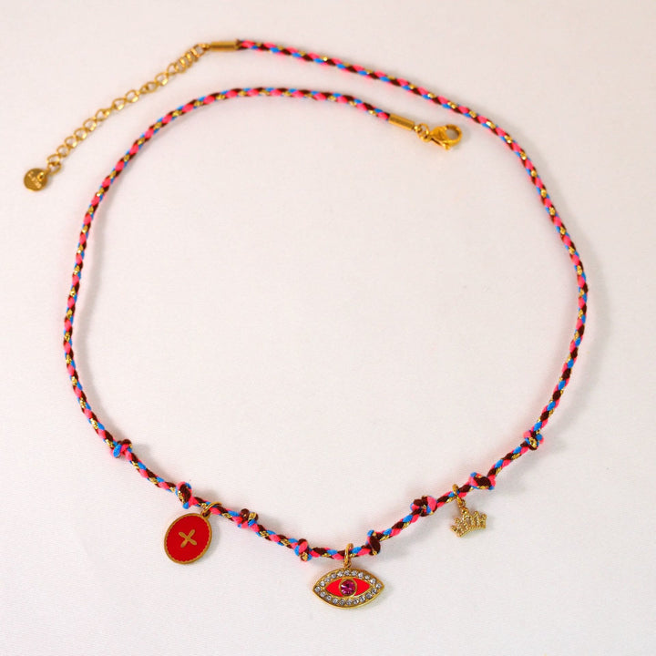 Olivenorma Colorful Braided Rope Natural Stone Pendant Necklace - Red Eye Necklace - image 22