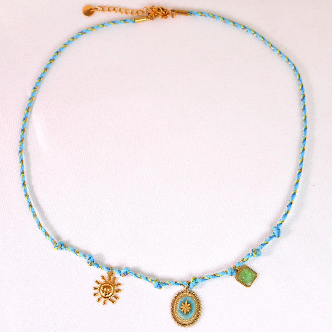 Olivenorma Colorful Braided Rope Natural Stone Pendant Necklace - Amazonite Star Necklace - image 16
