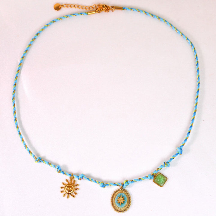 Olivenorma Colorful Braided Rope Natural Stone Pendant Necklace - Amazonite Star Necklace - image 16