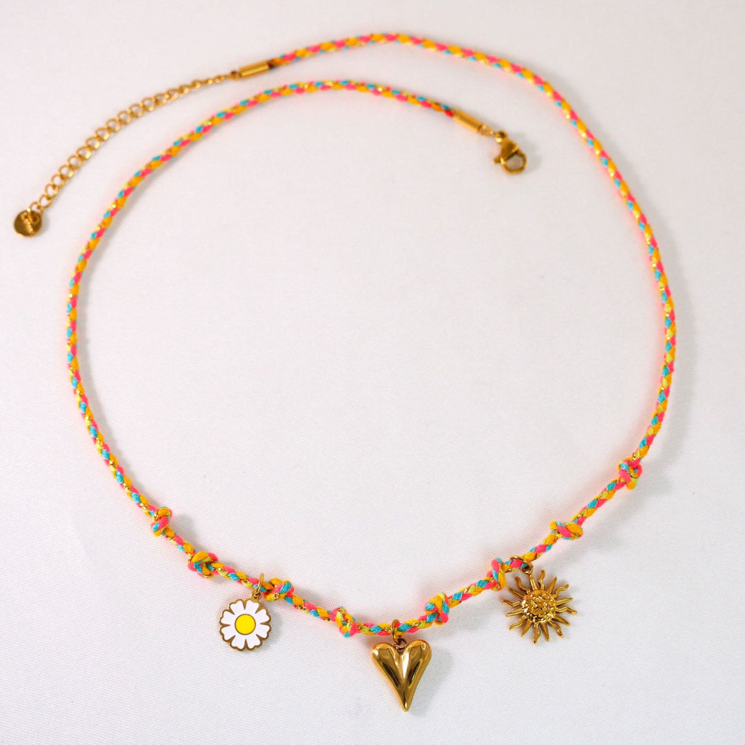 Olivenorma Colorful Braided Rope Natural Stone Pendant Necklace - Orange Heart Necklace - image 20