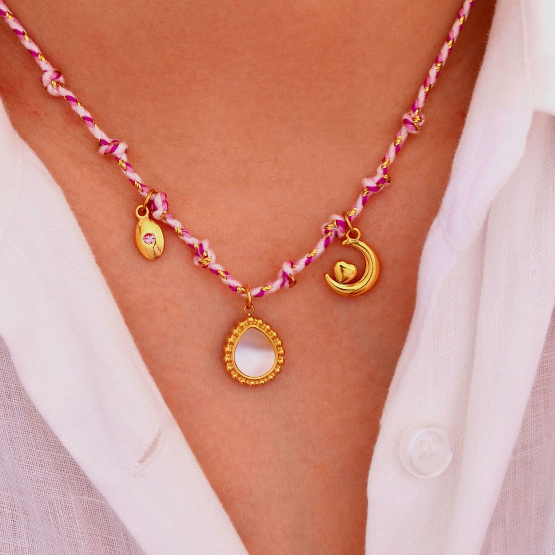 Olivenorma Colorful Braided Rope Natural Stone Pendant Necklace - image 31