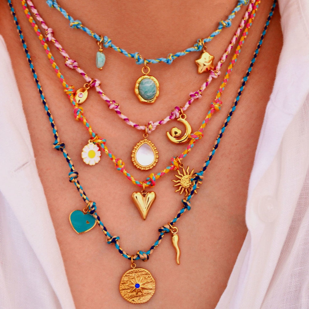 Olivenorma Colorful Braided Rope Natural Stone Pendant Necklace - image 44