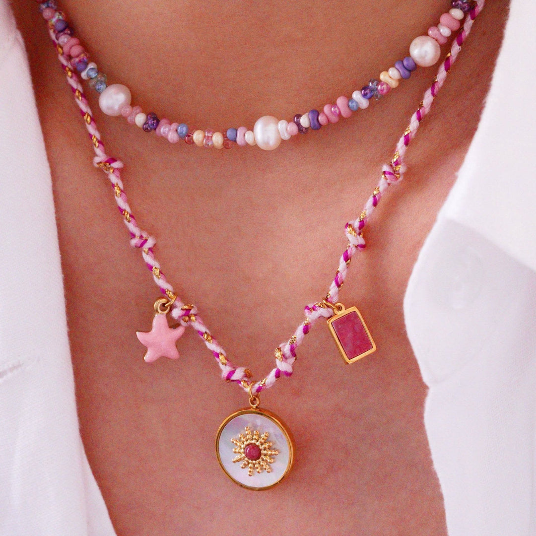 Olivenorma Colorful Braided Rope Natural Stone Pendant Necklace - image 34
