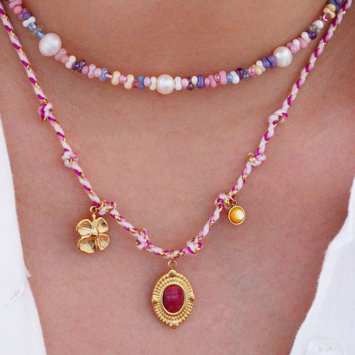Olivenorma Colorful Braided Rope Natural Stone Pendant Necklace - image 28