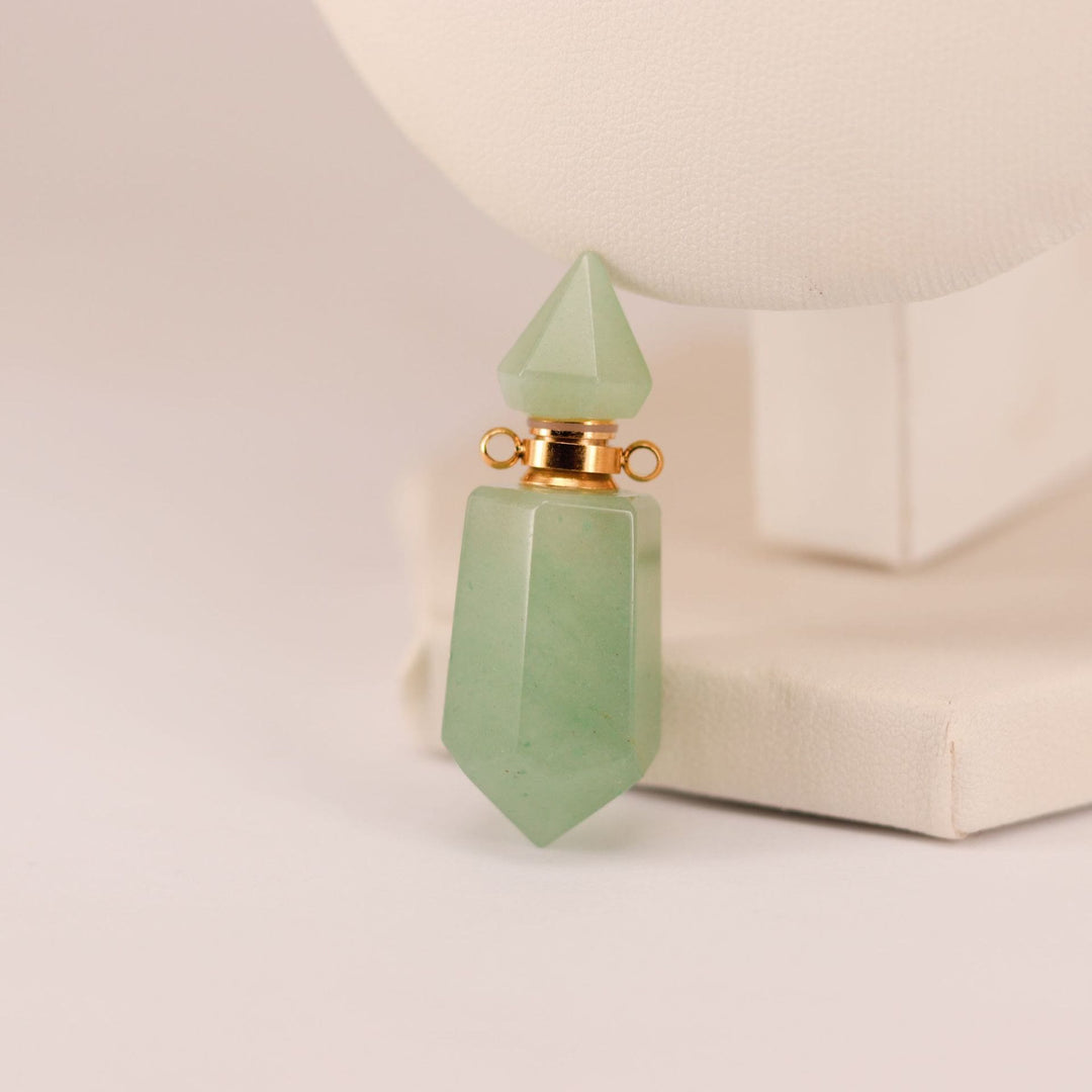 Olivenorma Hexagonal Column Essential Oil Diffuser Bottle Necklace - Green Aventurine - Silver - image 12