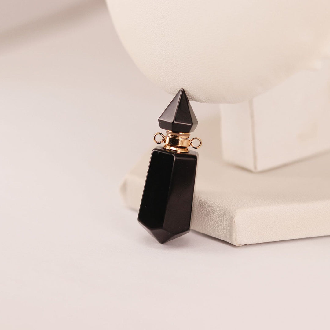 Olivenorma Hexagonal Column Essential Oil Diffuser Bottle Necklace - Obsidian - Silver - image 20