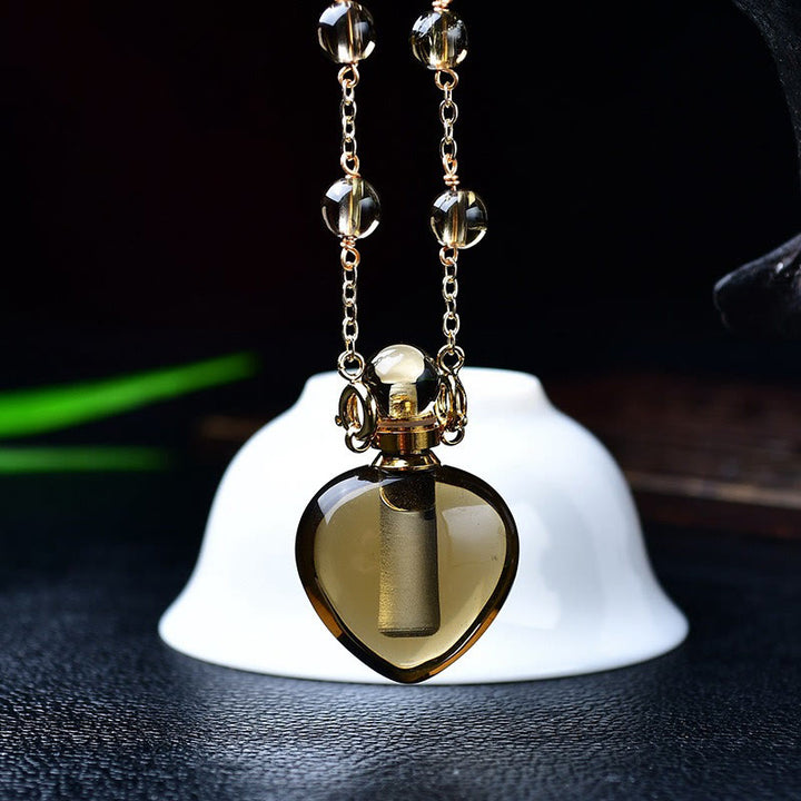Olivenorma Natural Stone Essential Oil Diffuser Bottle Necklace - Smoky Quartz#1 - image 15