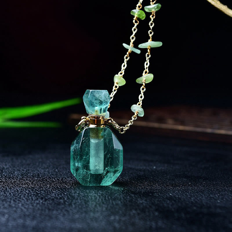 Olivenorma Natural Stone Essential Oil Diffuser Bottle Necklace - Green Fluorite - image 7