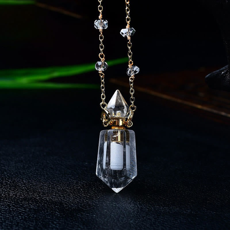 Olivenorma Natural Stone Essential Oil Diffuser Bottle Necklace - Clear Crystal#1 - image 3
